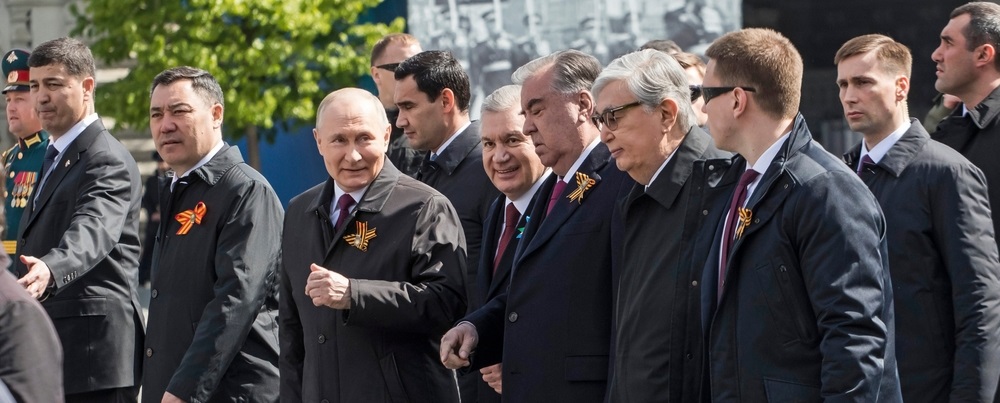 Russian President Vladimir Putin, Central Asian countries leaders: Uzbekistan Shavkat Merziyoev, Kyrgyzstan Sadyr Japarov, Tajikistan Emomali Rahmon, Kazakhstan Kosym Tokaev