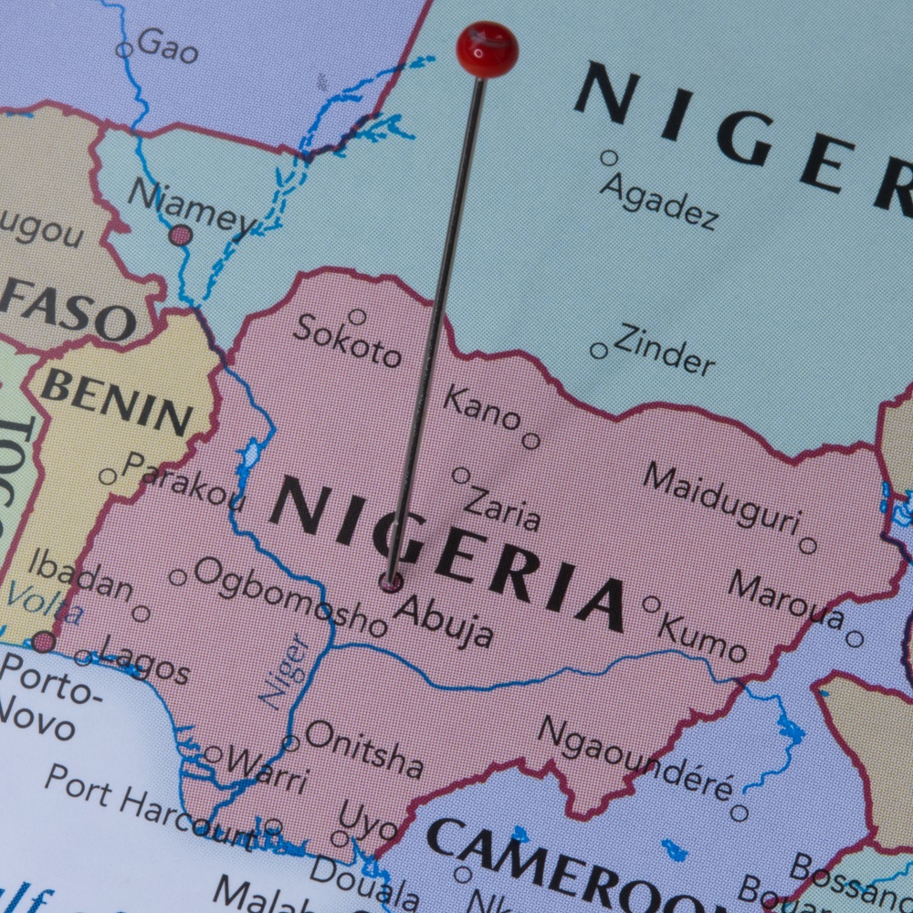 Abuja, Nigéria, capitale du Nigéria, ancrée sur la carte politique.