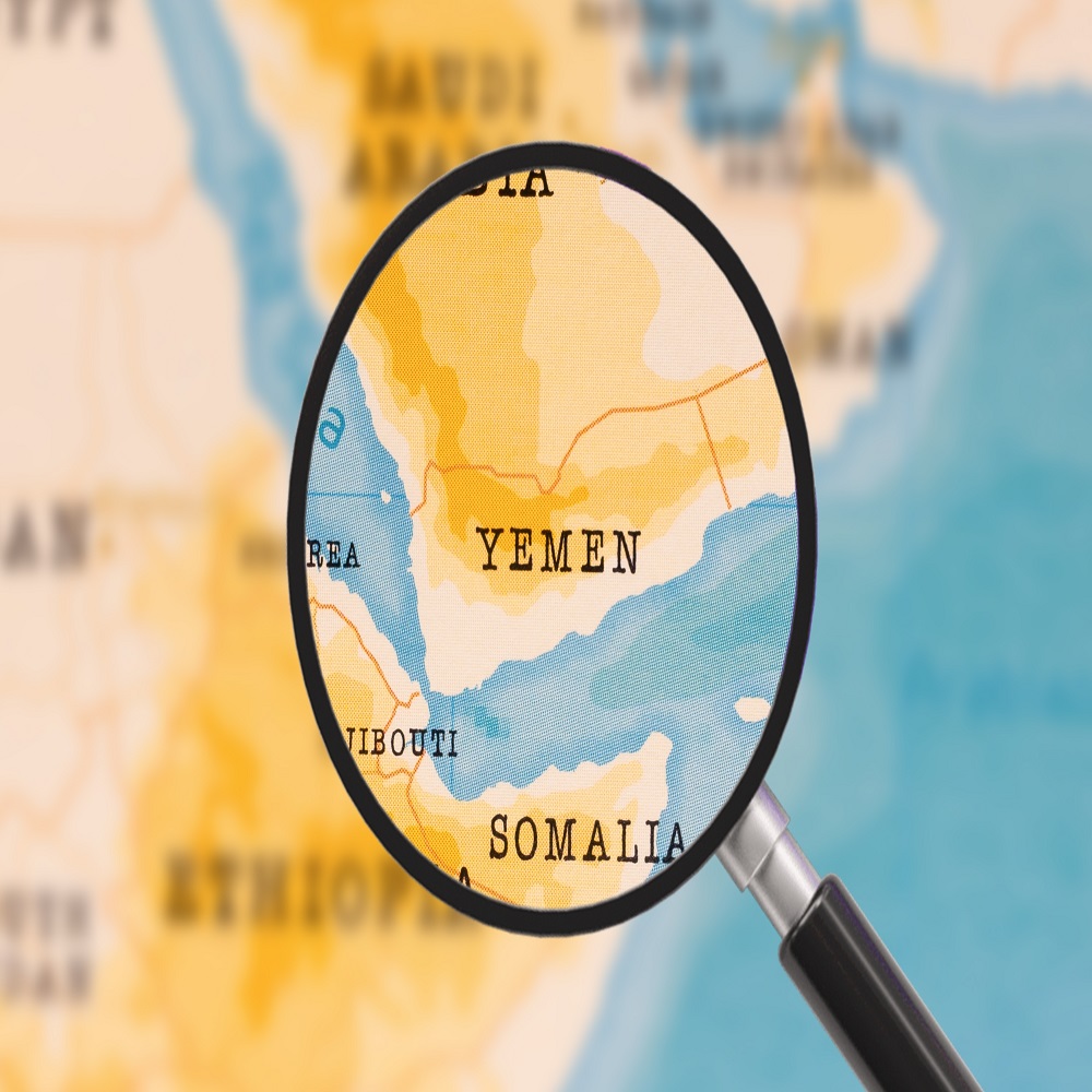 Un verre miracle sur la carte du Yémen du monde