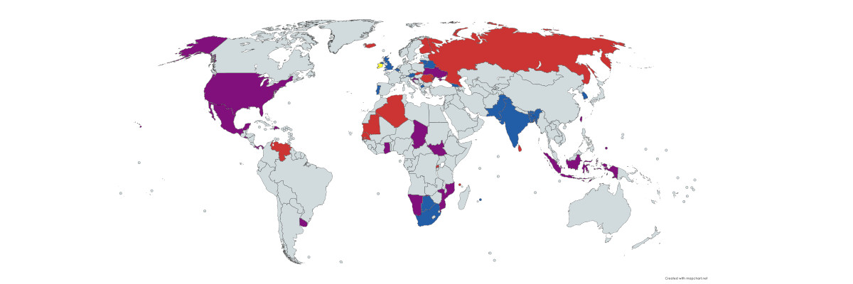 Map of Countries with elections in 2024