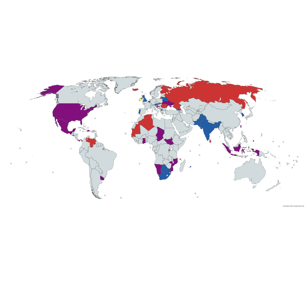 Carte des pays avec des élections en 2024