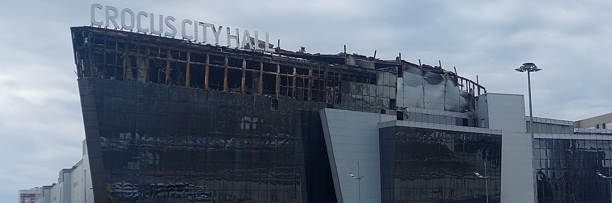 Damaged Crocus City Hall after the attack.