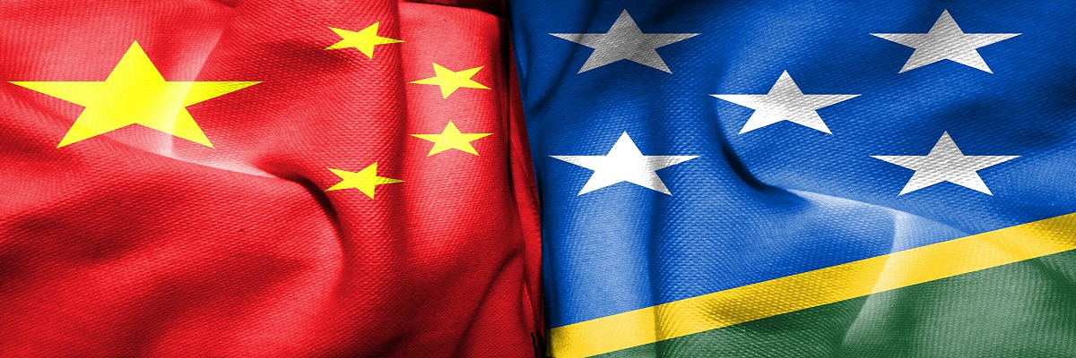 The Chinese flag and the flag of the Solomon Islands					