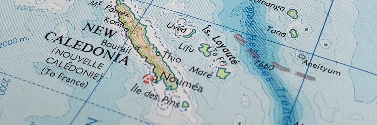Map of New Caledonia, world tourism, travel destination, world trade and economy