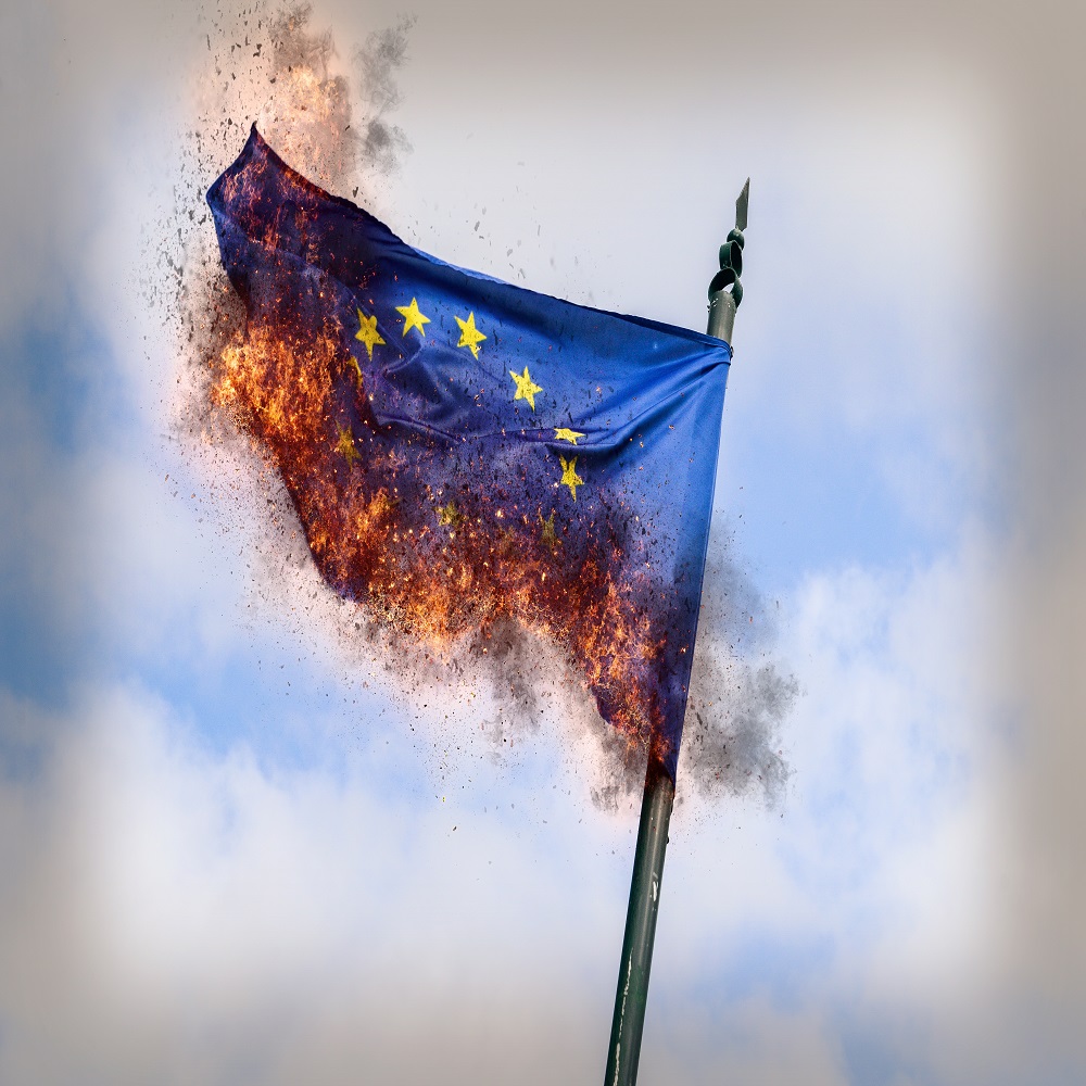 Burning EU Flag