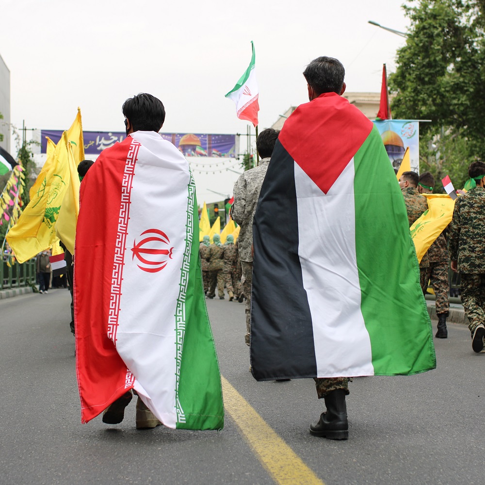 Tehran Enghelab Iran - Apr 29 2022: Al Quds day march against Israel in Iran