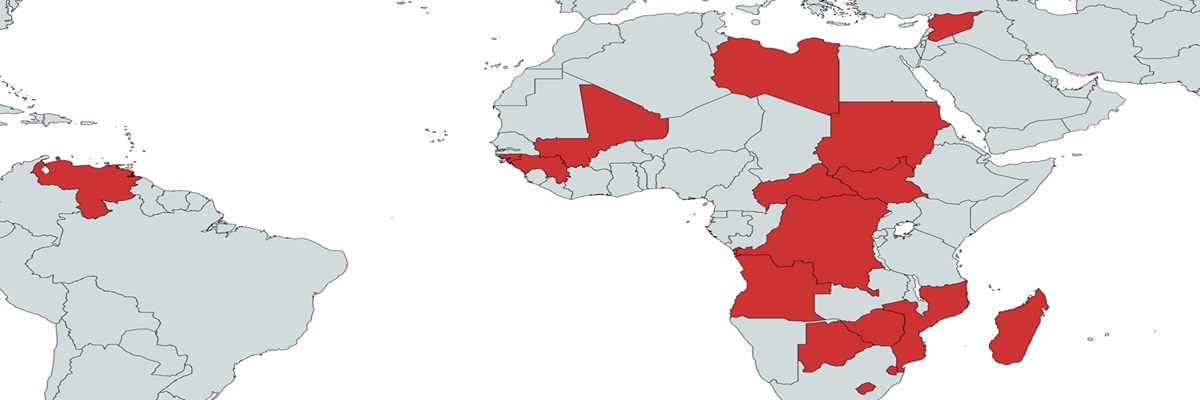 Mapa Países donde el Grupo Wagner ha estado activo