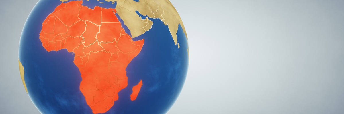 Globe terrestre avec le continent africain surligné en rouge. Illustration 3D. Éléments de cette image fournis par la NASA