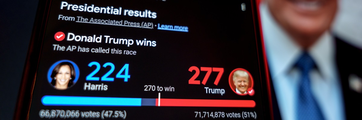 Donald Trump win in US president elections 2024. Washington DC, United Sates Of America - 2024 November 6