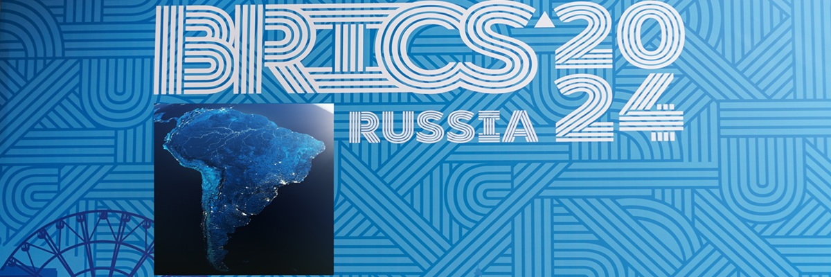 Inscription BRICS 2024, Kazan, Russia on a blue background. Official blue logo signage of the BRICS summit 2024 Russia in Kazan. Russia, Kazan, October 26, 2024