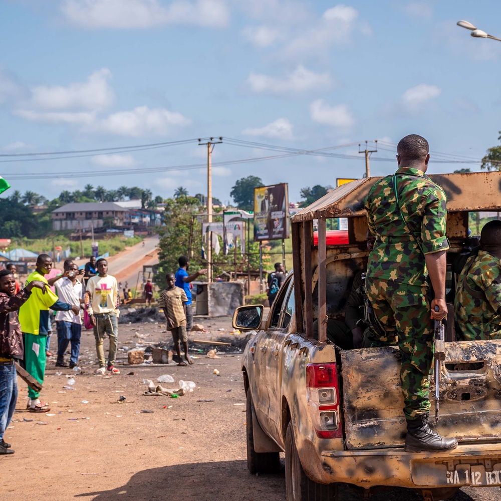 Auchi, Edo/Nigeria - 10 20 2020: scene from the end sars protests that have been going on around the country by the youth to protest police brutality