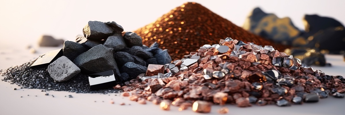 Small pile of minerals extracted in a rare earth mine