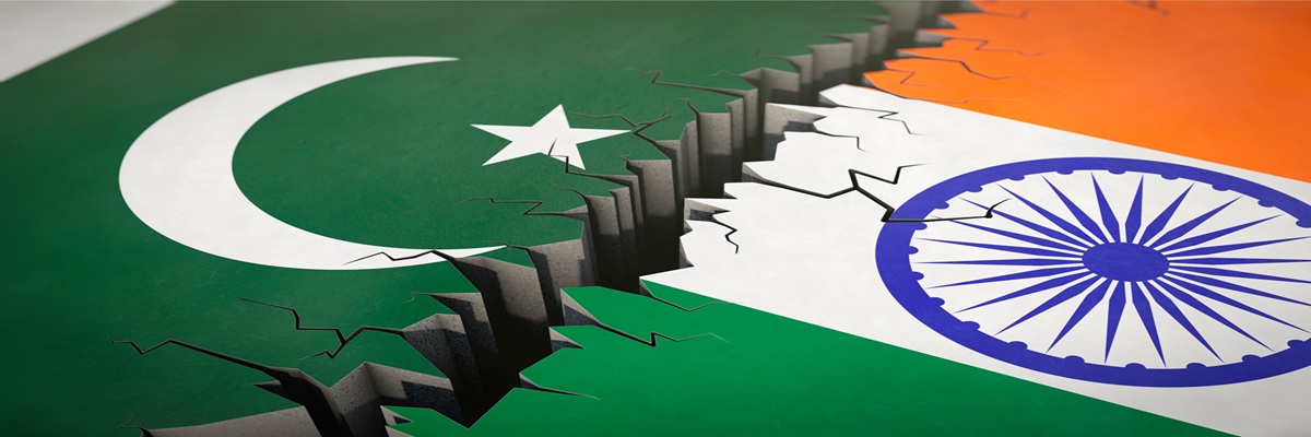 3D illustration, Danger of war - Tensions between Pakistan and India are increasing