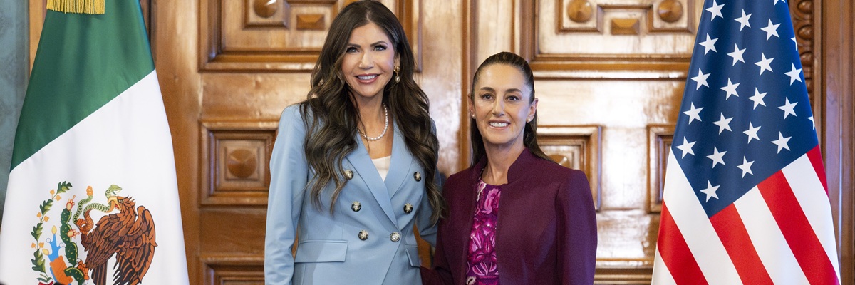 Department of Homeland Security (DHS) Secretary Kristi Noem meets with the President of Mexico Claudia Sheinbaum at the Palacio Nacional in Mexico City, Mexico, March 28, 2025