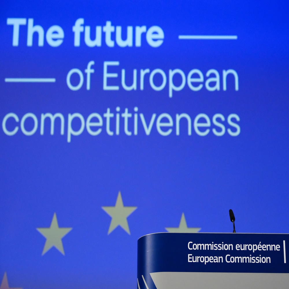Press Conference by European Commission President Ursula von der LEYEN and Mario DRAGHI on the Report on the Future of EU Competitiveness in Brussels, Belgium on September 9, 2024.
