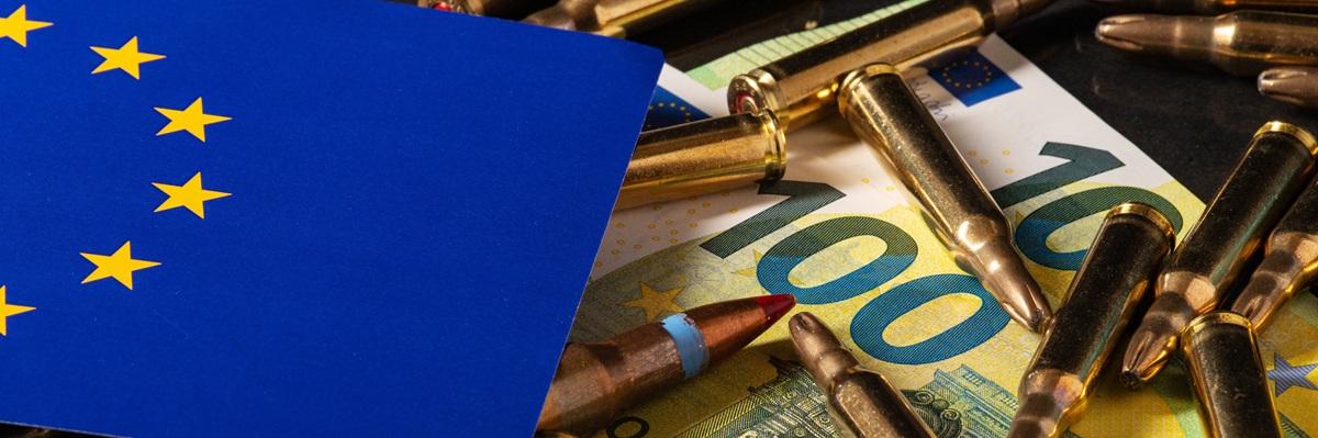 Euro Money, Europe flag and Bullets Symbolizing European Military Spending and Geopolitical Tensions 20