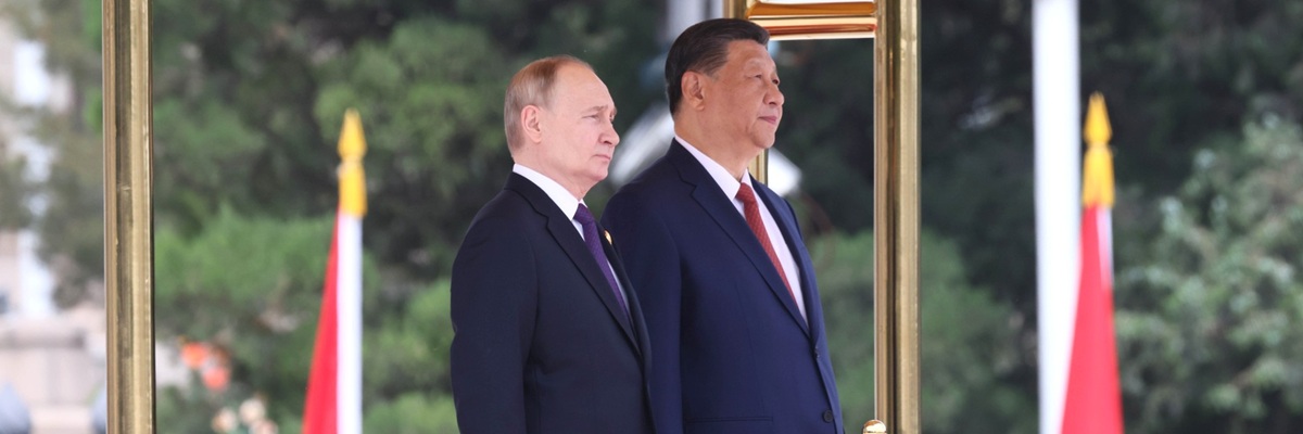 Xi Jinping and Vladmir Putin at welcoming ceremony (2024)