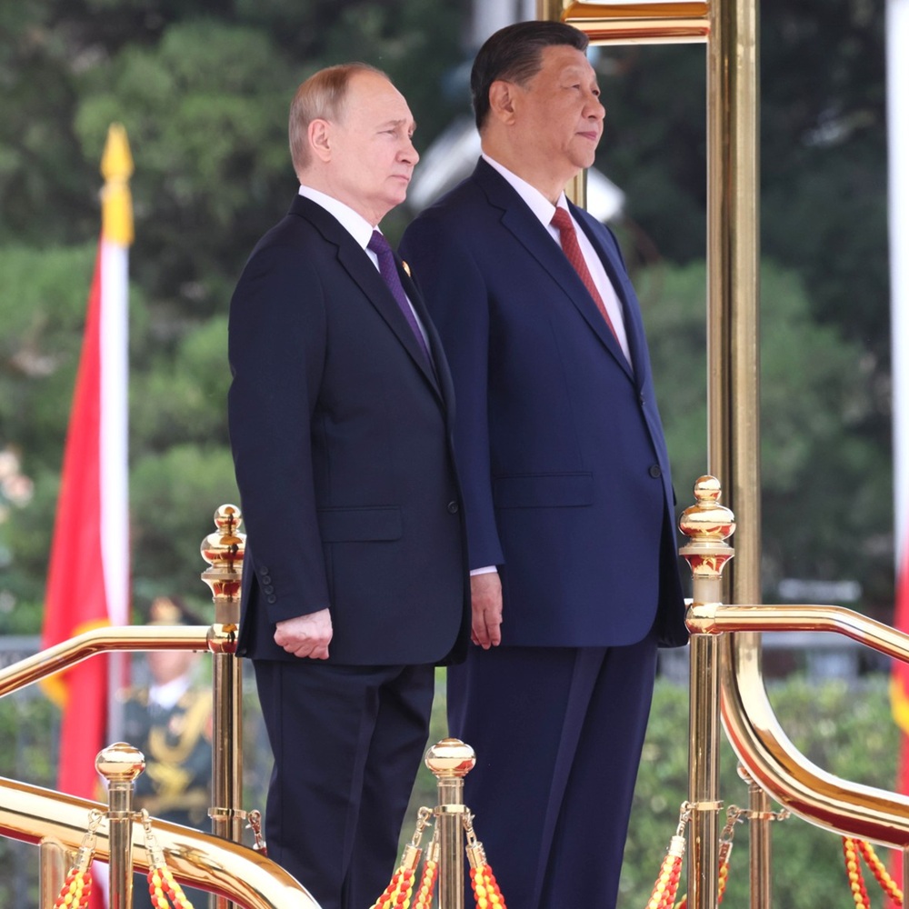Xi Jinping and Vladmir Putin at welcoming ceremony (2024)
