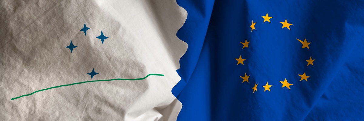 Mercosur and European Union agreement flag