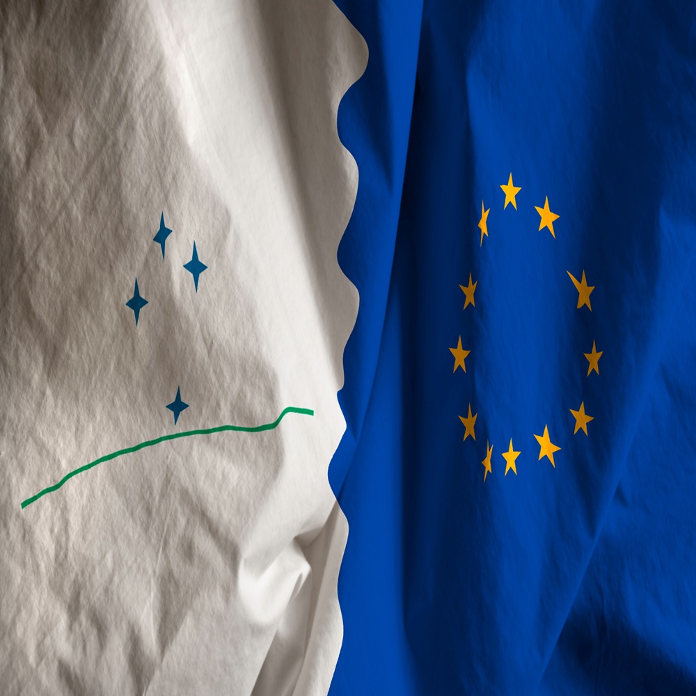 Mercosur and European Union agreement flag