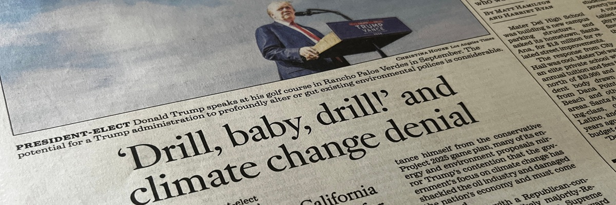 Los Angeles, CA USA - May 23 2025 : Donald Trump on Climate Change, Drill Baby Drill