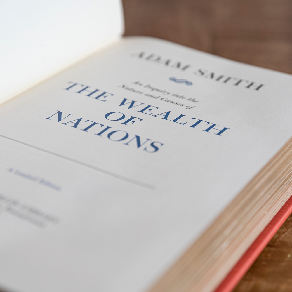 Amsterdam, The Netherlands - Thursday, August 27, 2020 - Photo of early edition book, Adam Smith The Wealth of Nations
