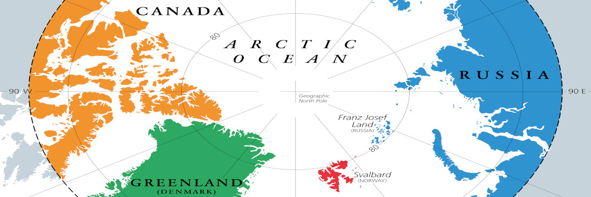 Countries within the Arctic Circle, political map. Countries within about 66 degrees north the Equator and North Pole. Alaska (U.S.), Canada, Finland, Greenland (Denmark), Norway, Sweden and Russia.