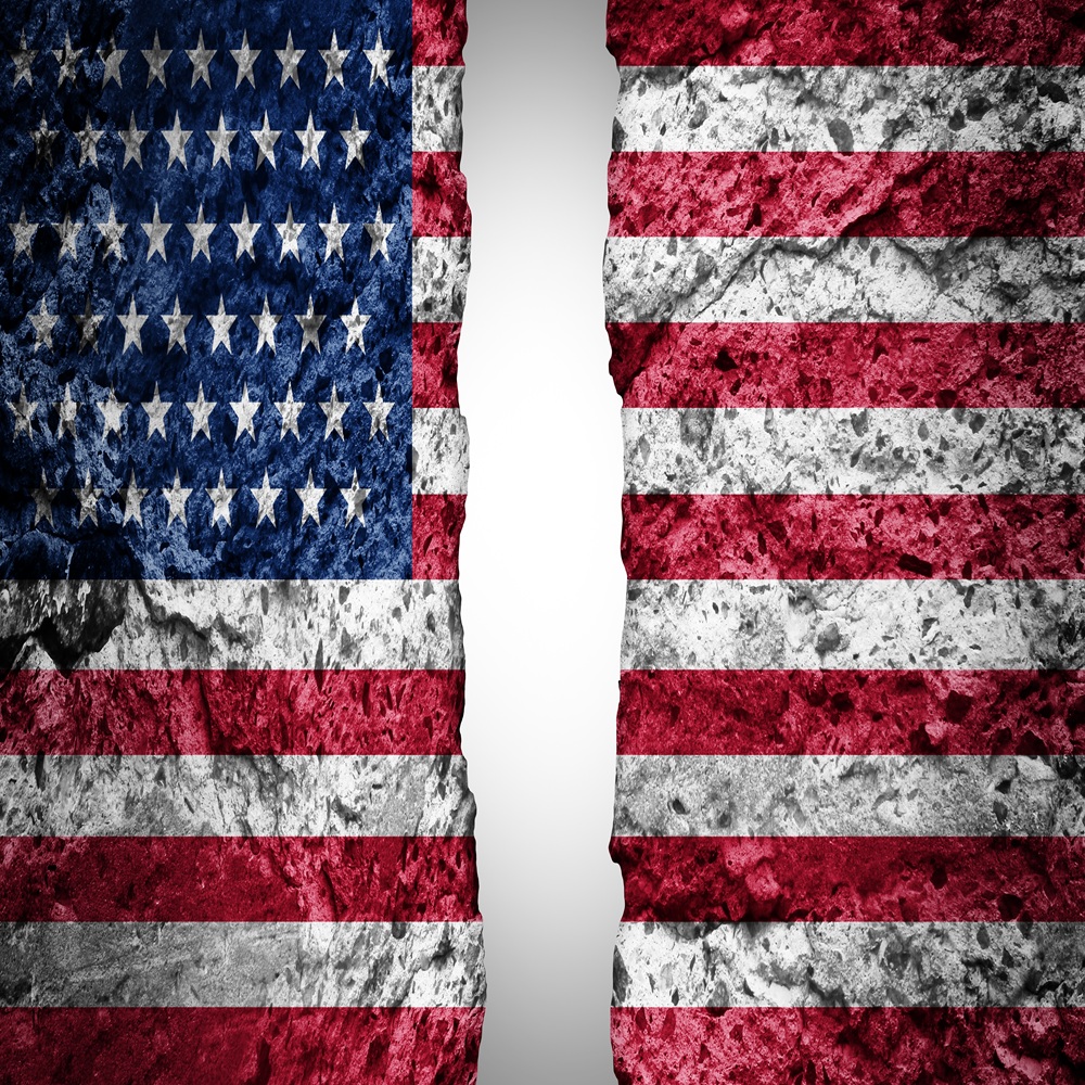 La polarización en la política estadounidense y una América dividida son símbolos políticos de la disfunción gubernamental en Estados Unidos como un sistema electoral bipartidista.