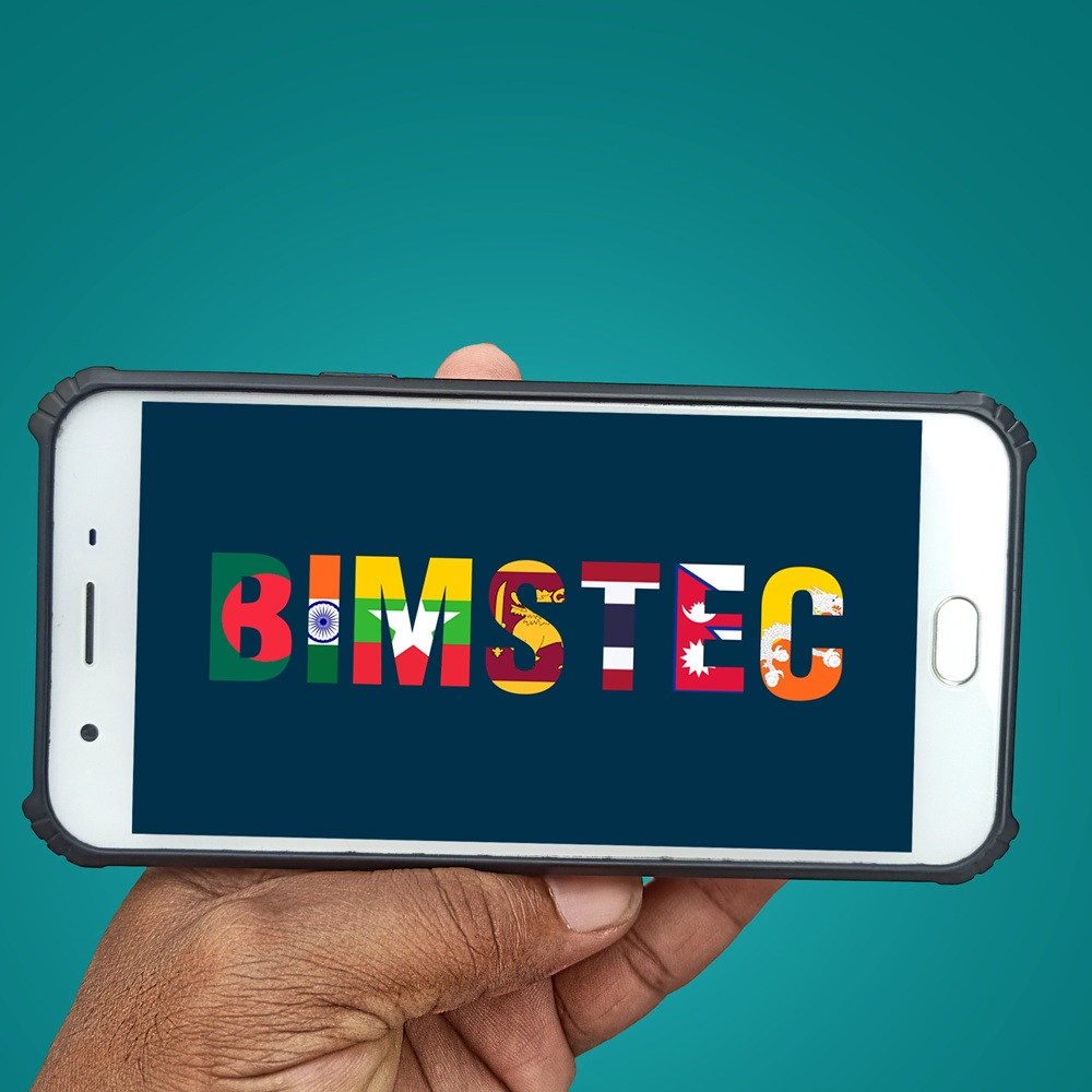 Concepto de pancarta o póster para la cumbre Bimstec. La cumbre de 2025 se celebró en Bangkok del 2 al 4 de abril. Bangladesh, India, Myanmar, Sri Lanka, Tailandia, Nepal y Bután.
