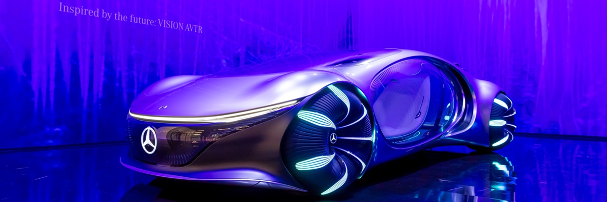 Mercedes-Benz Vision AVTR intuitive smart concept car, reading your mind while driving, showcased at the IAA Mobility 2021 motor show in Munich, Germany - September 7, 2021.
