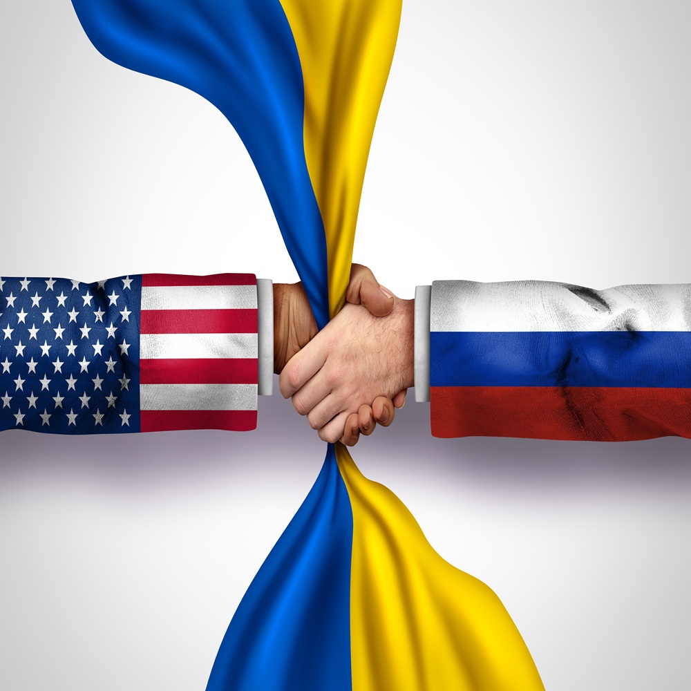 Russia US Peace Plan as Russian American and Ukrainian deal to end the war as an agreement of Moscow and Washington Kyiv on the outside in negotiations.