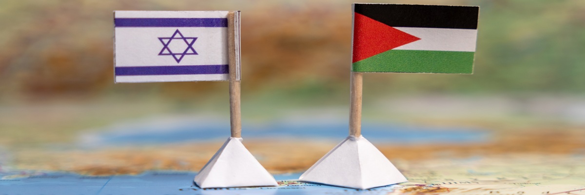 Flag of Israel and Palestine on the map. Events in Palestine and Israel. israel flag