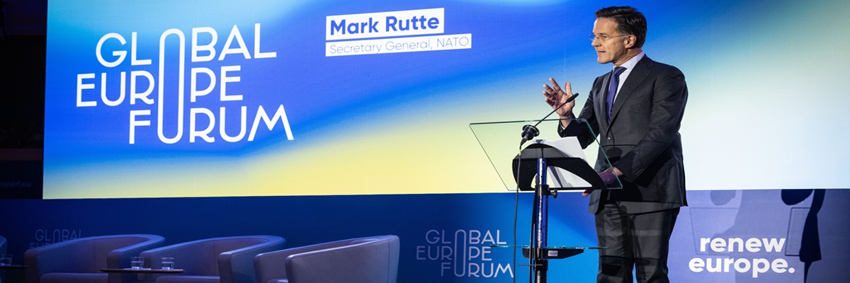 NATO Secretary General Mark Rutte addresses the Renew Europe Global Europe Forum 2026 at the European Parliament