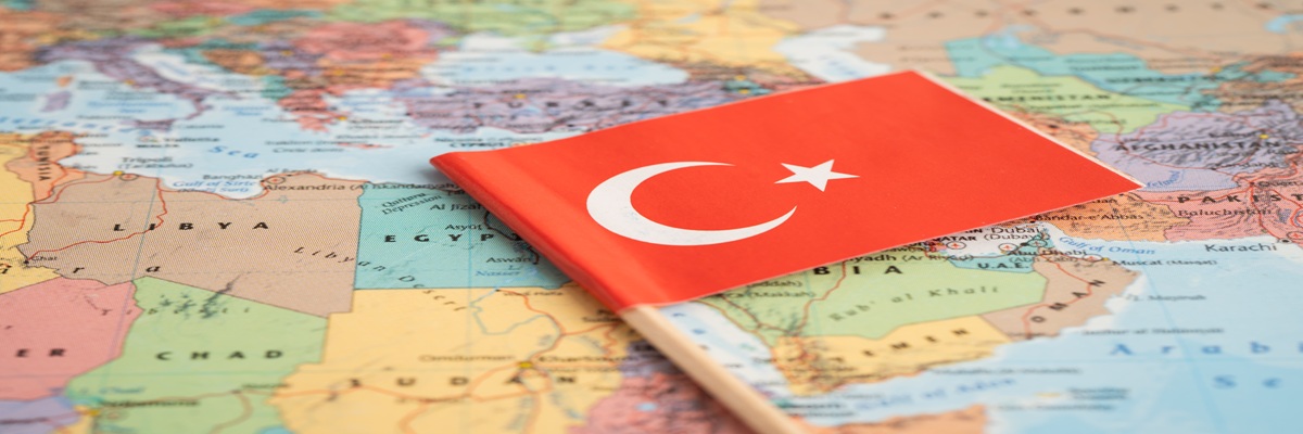 Bangkok, Thailand December 7, 2023, Turkey flag on world map.